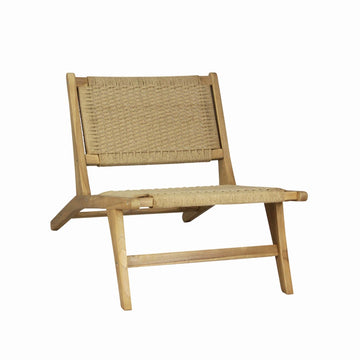 Parker Mid-Century Modern Woven Seagrass Wood Armless Indoor Lounge Chair
